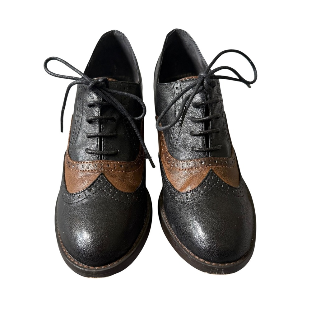 Jeffrey Campbell Vintage Williams Black/Brown Wingtip Oxford Heels Size 8.5 - Picture 3 of 11